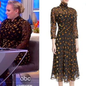 Rickie Freeman for Teri Jon Sheer Floral Burnout Velvet Midi Dress | Size 6